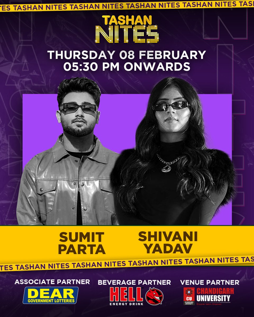 Are you all ready for Tashan Nites? See you all on 8th Feb 2024 5:30 PM onwards only at Chandigarh University! And we’re back with Full Tashan ♥️ With #sumitparta09 and #shivaniyadav #9xtashan #tashannites #music #event #events #live #actor #singer #sumitparta #shivaniyadav