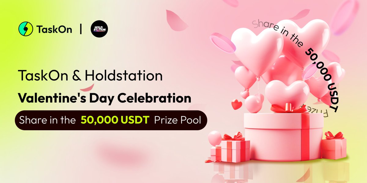 💘 Love is in the air, and so are the rewards! 

🌟 Join #Holdstation in the <a href="/taskonxyz/">TaskOn | Ultimate Web3 Community Growth Platform</a> #ValentinesDay Epic giveaway with a chance to win a share of $50,000! 

Don't miss out on the love-filled surprises. Act now and let Cupid guide you to epic rewards! 💖🎁

⬇️Act Now