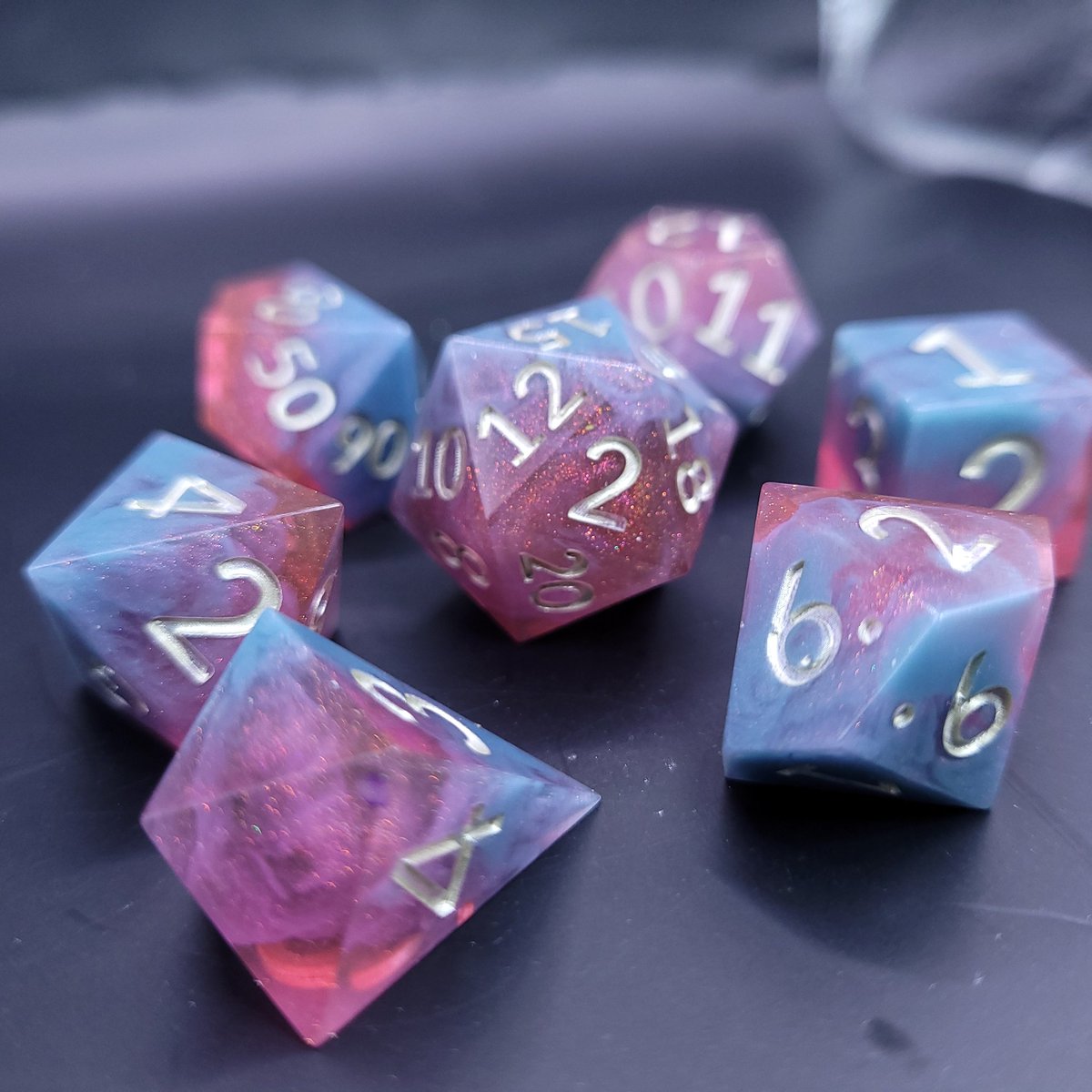 Waiting for a camera battery charger to arrive to take shots of new dice but hey look at these dice I have available in my shop right now✨️

#dnd #handmadedice