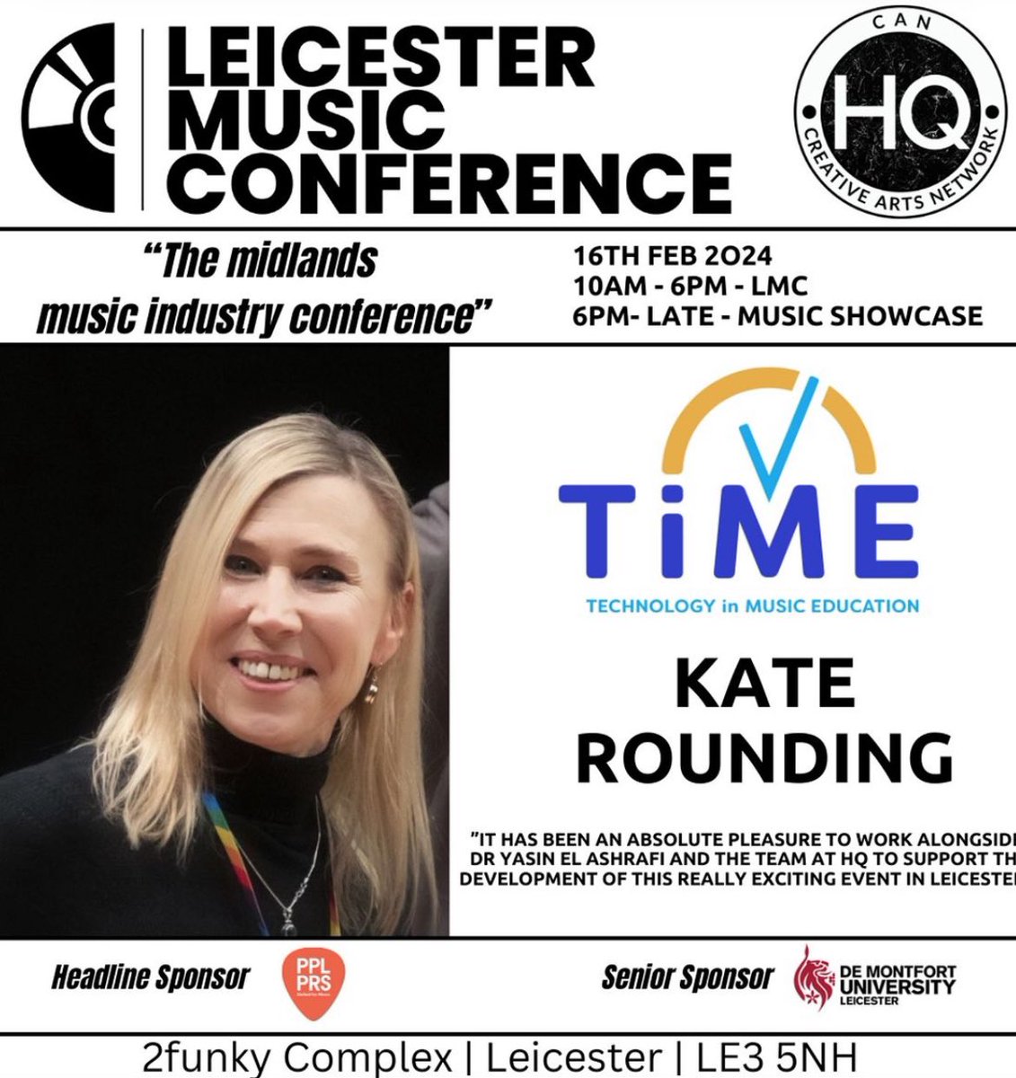 LMC are proud to present Kate Rounding as Development Director of the event, and the Executive Director of TiME.