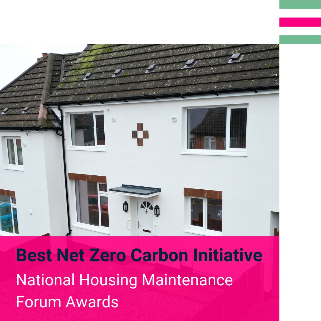 We're proud to announce that our Northampton retrofit project on behalf of @NPH_news has been named Best Net Zero Carbon Initiative at the National Housing Maintenance Forum Awards🏆 Well done to all involved! #AwardWin #Retrofit