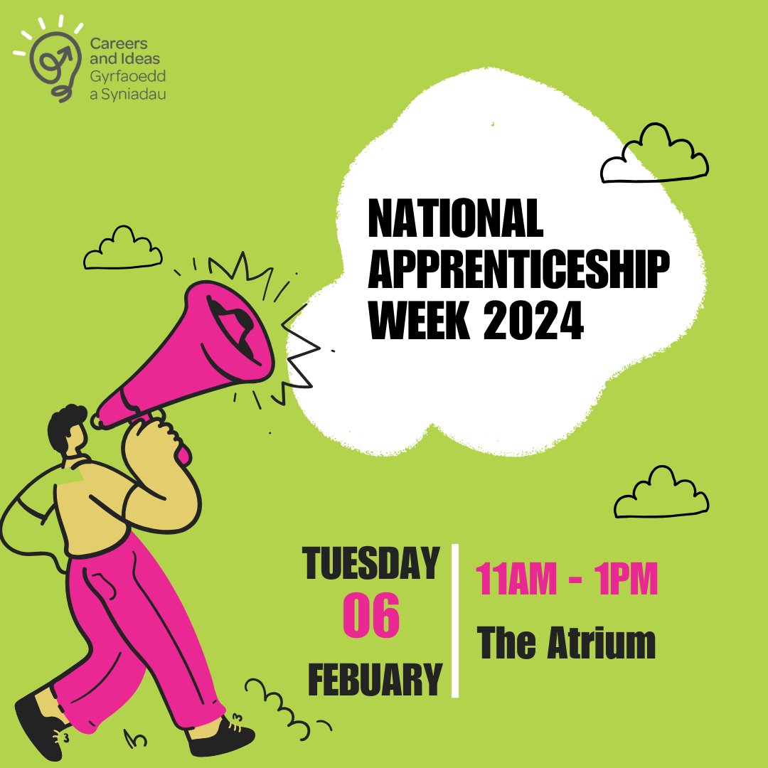 CareersAndIdeas's tweet photo. It is National Apprenticeship Week! Come and join us tomorrow in the atrium for the NAW celebrations! 

Chat to professionals on the benefits of apprenticeships, get inside industry knowledge and broaden those horizons! 

#NAW #NationalApprenticeshipWeek @CareersWeek https://t.co/slxv8gYjGG