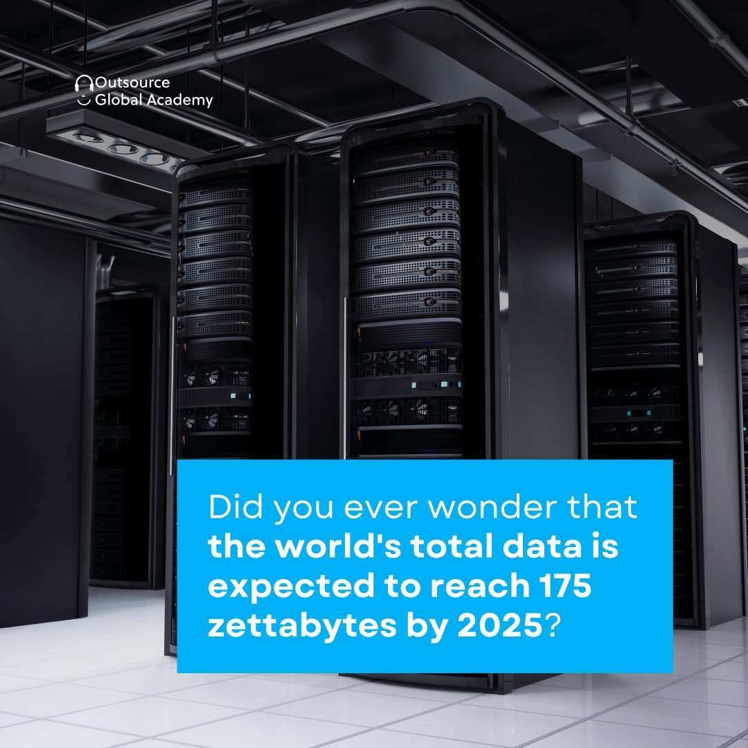 Have you ever considered the exponential growth of data in our world?

It is projected that the total amount of data worldwide will reach an astounding 175 zettabytes by the year 2025. 

#DataGrowth #BigData #2025Projection #outsourceglobal #outsourcing #TechFeb