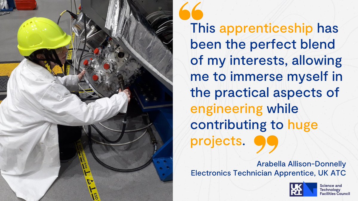For #NationalApprenticeshipWeek we're highlighting the work of our apprentices on site @UKATC. Starting with Electronics Technician Apprentice Arabella. ⚡️🪛 Read our Q&A with Arabella 👉 ukatc.stfc.ac.uk/Pages/Apprenti… #NAW2024
