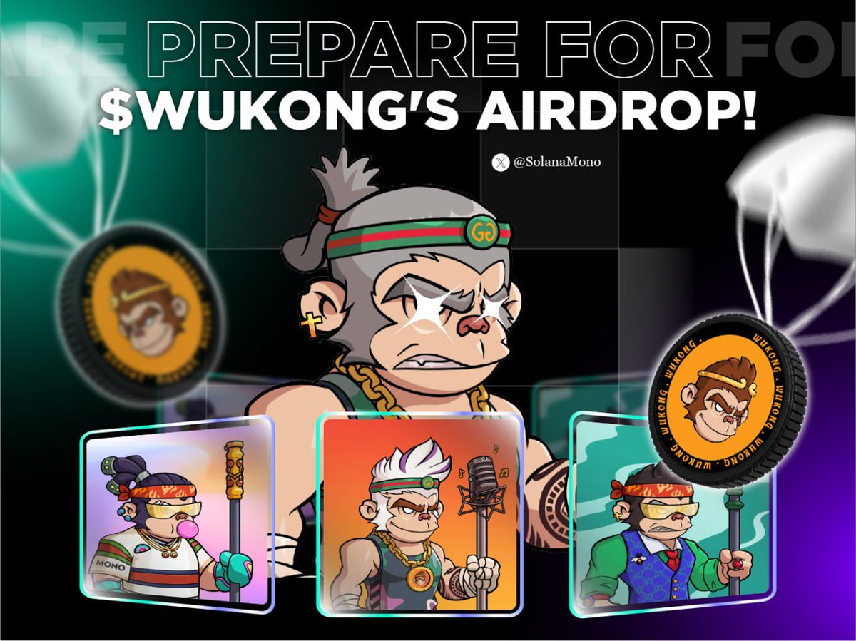 🚀 Get ready for the next big thing, Wukong!

🐒 Following the NFT minting, get ready for the $WUKONG Airdrop. If you're a Solana Wukong Holder, your Airdrop rewards will increase exponentially! 
$SOL #Wukong #freemintmint #NFT