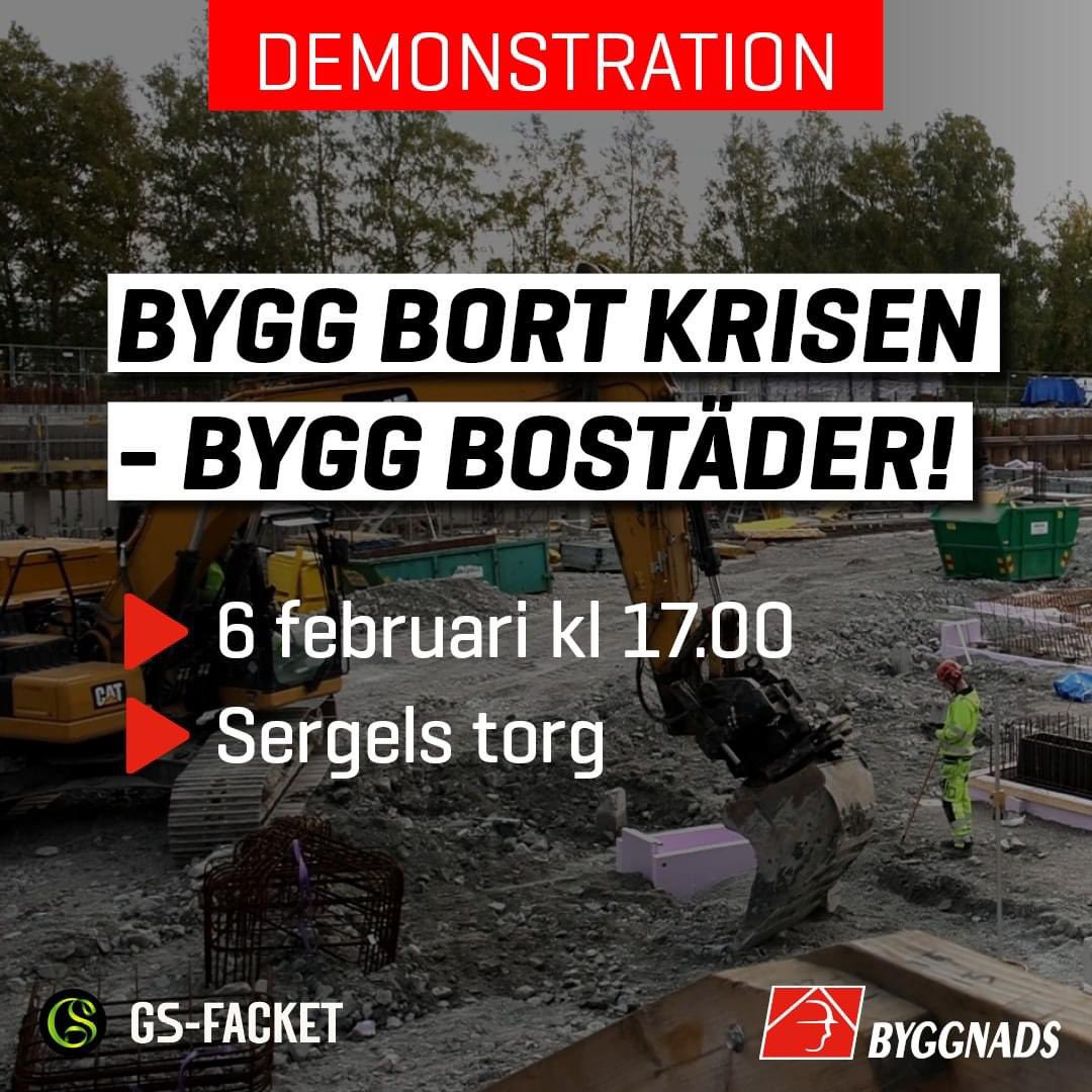 Det är byggkris. Både nybyggnationer och renoveringar har avstannat. Regeringen måste ta detta på allvar, och ROT-avdraget måste användas klokare. Imorgon tisdag anordnar @Byggnads och @GSFACKET en viktig manifestation i Stockholm.