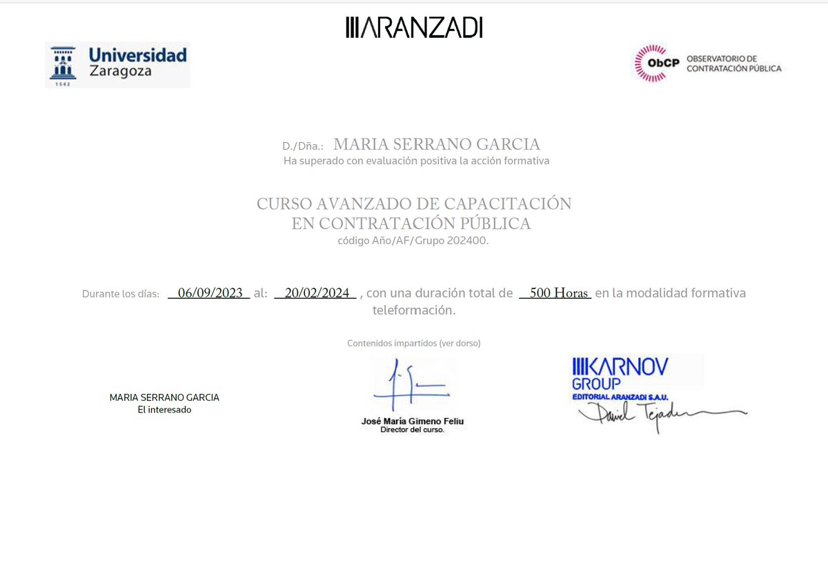 adeitur's tweet image. ¡Nuevo logro en #ADEITUR!  Felicidades a María Serrano por su especialización en contratación pública. Mejoramos la gestión de #PlanesDeSostenibilidadTurística, asegurando transparencia y eficacia en contrataciones públicas. ¡Hacia un turismo más sostenible!