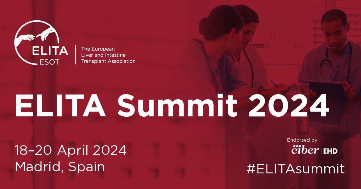 We are very happy and excited to announce that ELITA SUMMIT 2024, one of the most relevant congresses in liver transplantation, has the support of @CIBERehd  for its celebration. Don't hesitate to register for this event: esot.org/esot-events/el… #ELITAsummit #Livertransplantation