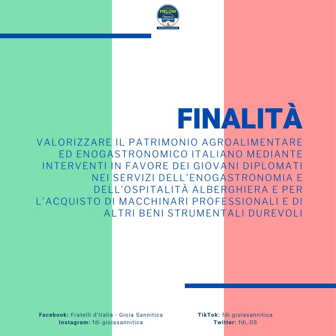 fdi_GS's tweet photo. GIOVANI ECCELLENZE ENOGASTONOMICHE: BANDO #INVITALIA

Promuovere e sostenere le #imprese nei settori della #ristorazione e della #pasticceria al fine di valorizzare il patrimonio agroalimentare ed enogastronomico italiano

Per maggiori info contatta le nostre pagine https://t.co/mGykKYJ7rk