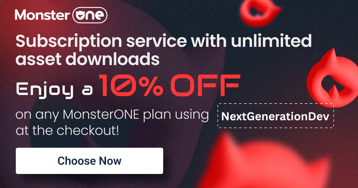 DevGeneration's tweet photo. 😀Enjoy an exclusive 10% OFF on any MonsterONE plan using the promo code👉 [NextGenerationDev] at checkout!   

👉Ready to take your creativity to new heights? Explore MonsterONE now: https://t.co/4zdBbnfFMR 
#MonsterONEfeb24 #MonsterONE #RecommendedService #SubscriptionService https://t.co/Kkh2Jc8XOB