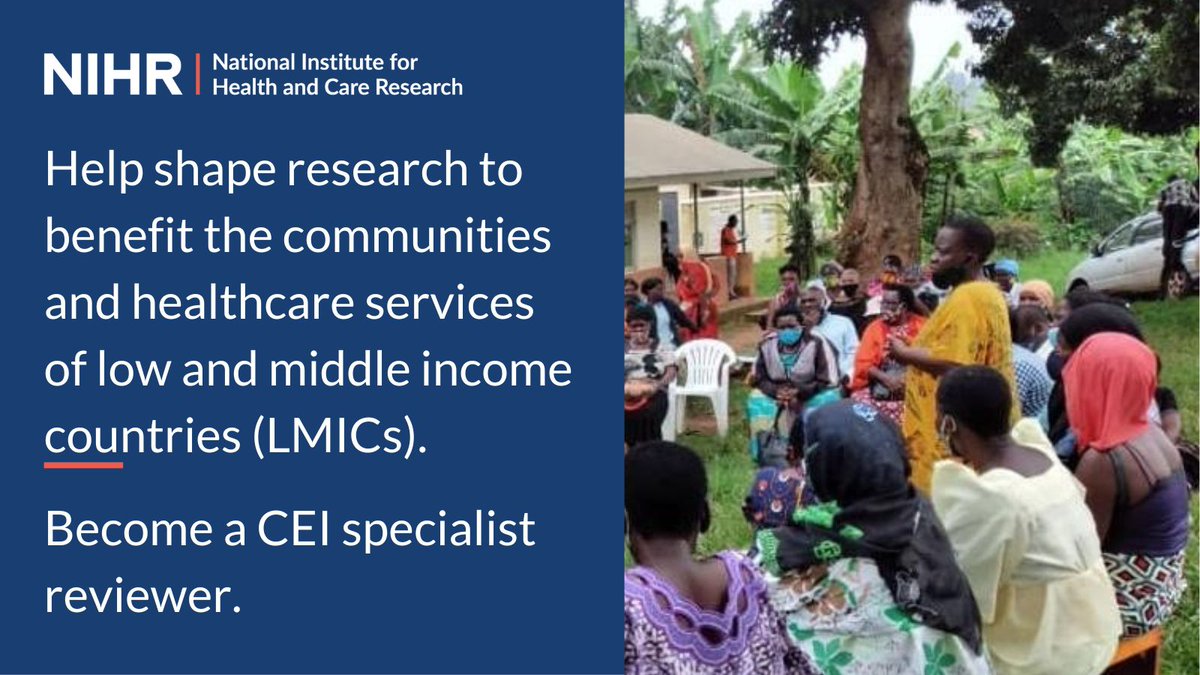 Want to help us fund research that benefits communities and healthcare services? If you're experienced in engaging communities in low and middle income countries, register now to become a community engagement and involvement (CEI) specialist reviewer: nihr.ac.uk/researchers/i-…