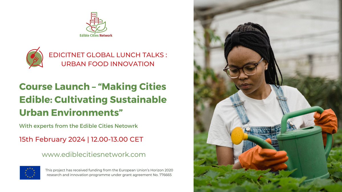 Join us this February 15th at 12:00 CET for the launch of one of the main outcomes of our project – our Massive Open Online Course! 🌳🐞🌻 Find out more and register for free here: eventbrite.es/e/809026308467… #ediblecitiesnetwork #sustainability #ECS #urbanfoodsystems #MOOC