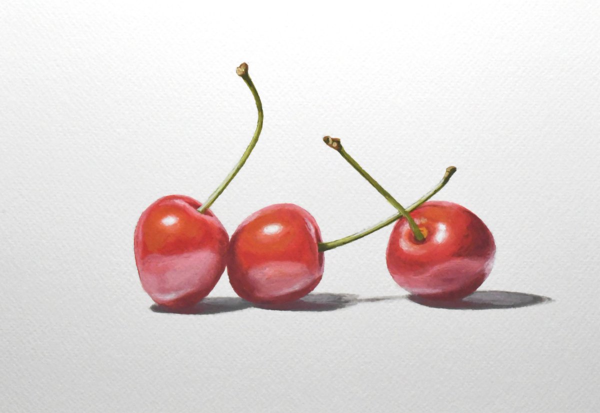 「不透明水彩を使って短時間で描いた果物。透明水彩とは違った色の見え方だが、塗り方は」|Naoya Ohtaniのイラスト