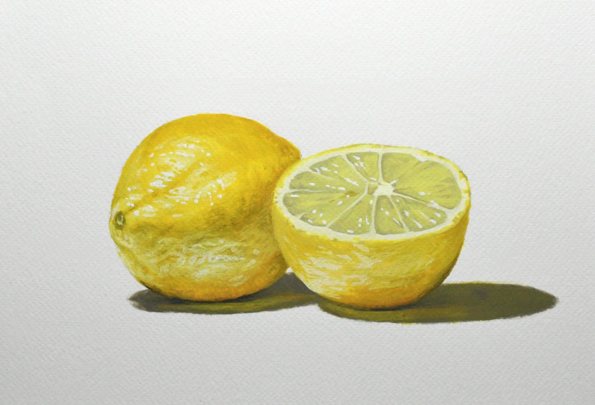 「不透明水彩を使って短時間で描いた果物。透明水彩とは違った色の見え方だが、塗り方は」|Naoya Ohtaniのイラスト
