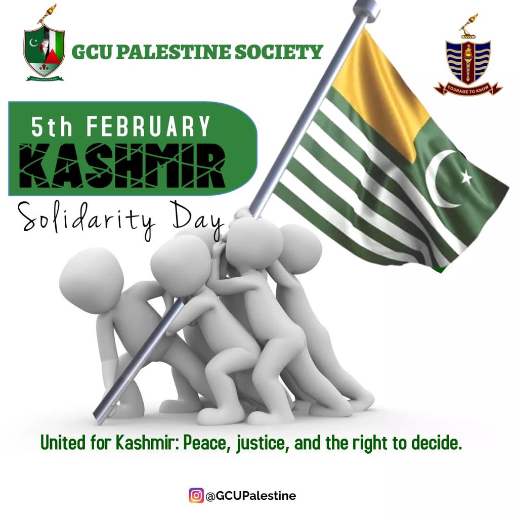 GCU_Palestine's tweet photo. The Kashmir conflict is one of the longest running and most complex disputes in the world. Millions of Kashmiri people have had to suffer decades of violence and oppression. This Kashmir day we stand in solidarity with the people of Kashmir.
#kashmirday #5febKashmirday https://t.co/VAFRacct2M
