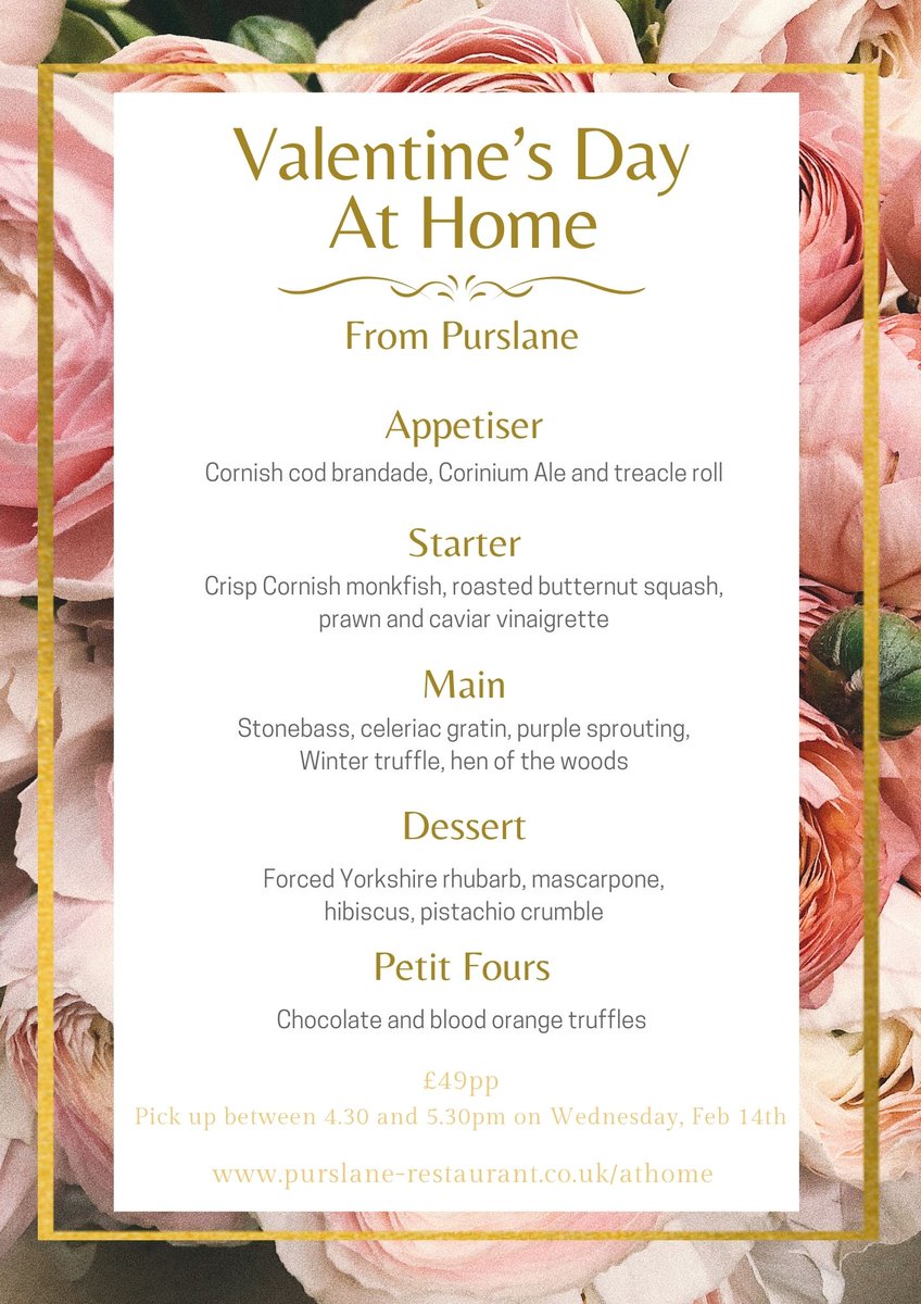 Pre-orders must be in by 11am this Saturday for our Valentine's Day takwaway, so be sure to order now before we sell out. Simply collect your order from the restaurant from 4.30-5.40pm on the 14th, take it home and pop it in the oven. Easy, delicious and brownie points all round.