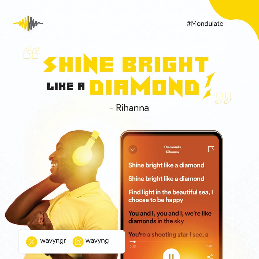 wavyvrse's tweet photo. Don't let this week hussle harden you like a rock, let them polish you like a diamond 💛.
#MondayMondulate
#Wavgng https://t.co/PYFdqCTlgc