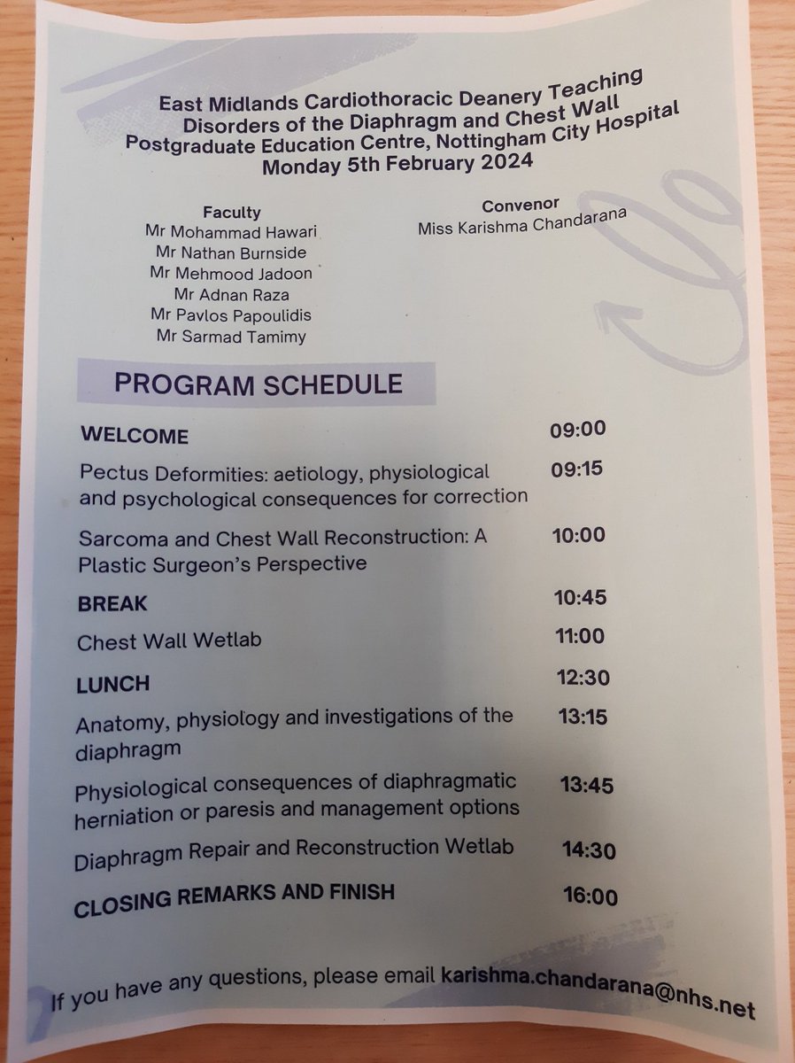 NUH_CS's tweet photo. The National Repository team are supporting the Disorders of the Diaphragm and Chest Wall East Midlands Cardiothoracic Deanery course today. The course uses porcine tissue for the candidates to practice these vital skills. https://t.co/fQmXeuEFgK
