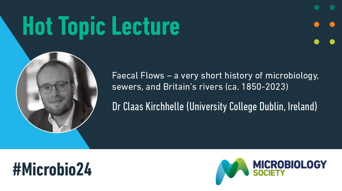 Exciting News! Join us in Edinburgh for the Hot Topic Lecture on 11 April during #Microbio24. Dr. Claas Kirchhelle from University College Dublin will dive into the fascinating history of microbiology, sewers, and Britain's rivers. Learn more here: microb.io/3OukKz3