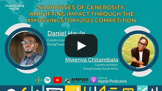 wings_info's tweet photo. Tune in to the latest episode of #UbuntuGiving Podcast to hear about the impact of personal giving stories in the #MyGivingStory2023 competition.
@LegitThisIs_ME & @HauleDaniel1 discuss how to inspire generosity & social change through storytelling: https://t.co/gKmLfUuKmB https://t.co/dhbp4I0xHP
