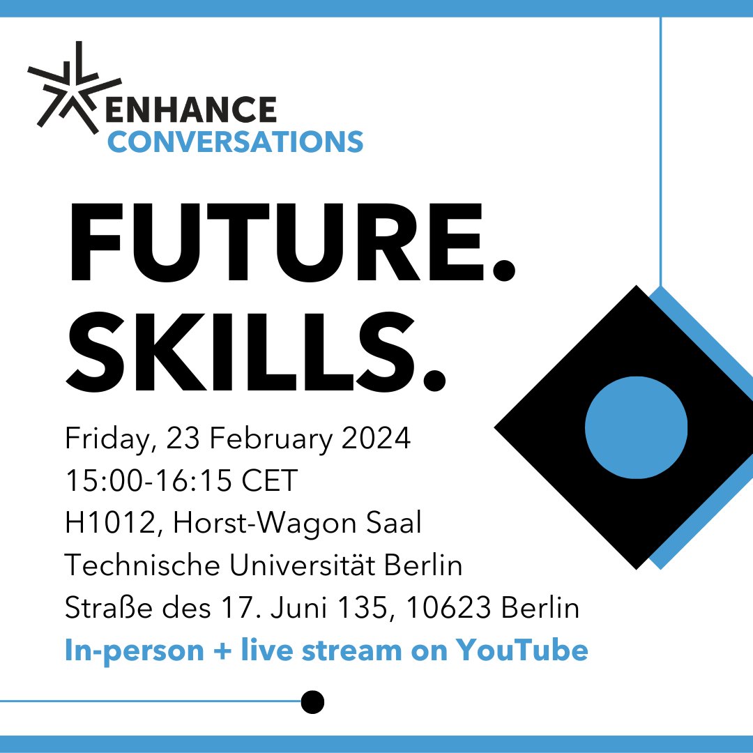 🚀🔷Join us at the ENHANCE Conversations 2024🔷🚀 Register for the ENHANCE Conversations 2024: events.tu-berlin.de/de/events/018d…