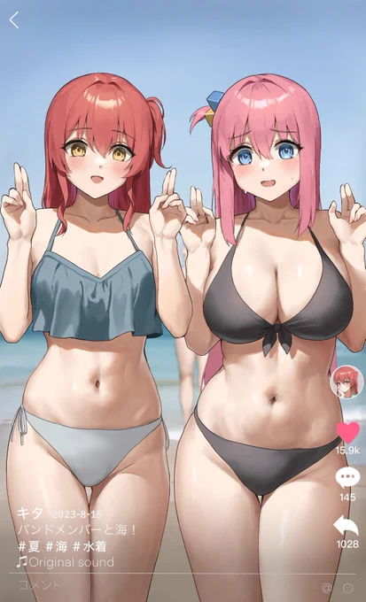 喜多ちゃんと一緒に○iktokを撮らされるぼっちちゃん 