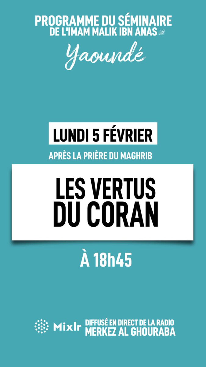 al_ghouraba's tweet photo. 📌 Annonce Aujourd'hui 

🕑18h45 
Les vertus du Coran 

🎙Intervenant : Youssouf Abou Abdrazzaq 

📡DIFFUSION EN DIRECT SUR :
https://t.co/8ree2DZH0j https://t.co/TXDtYOoAYX