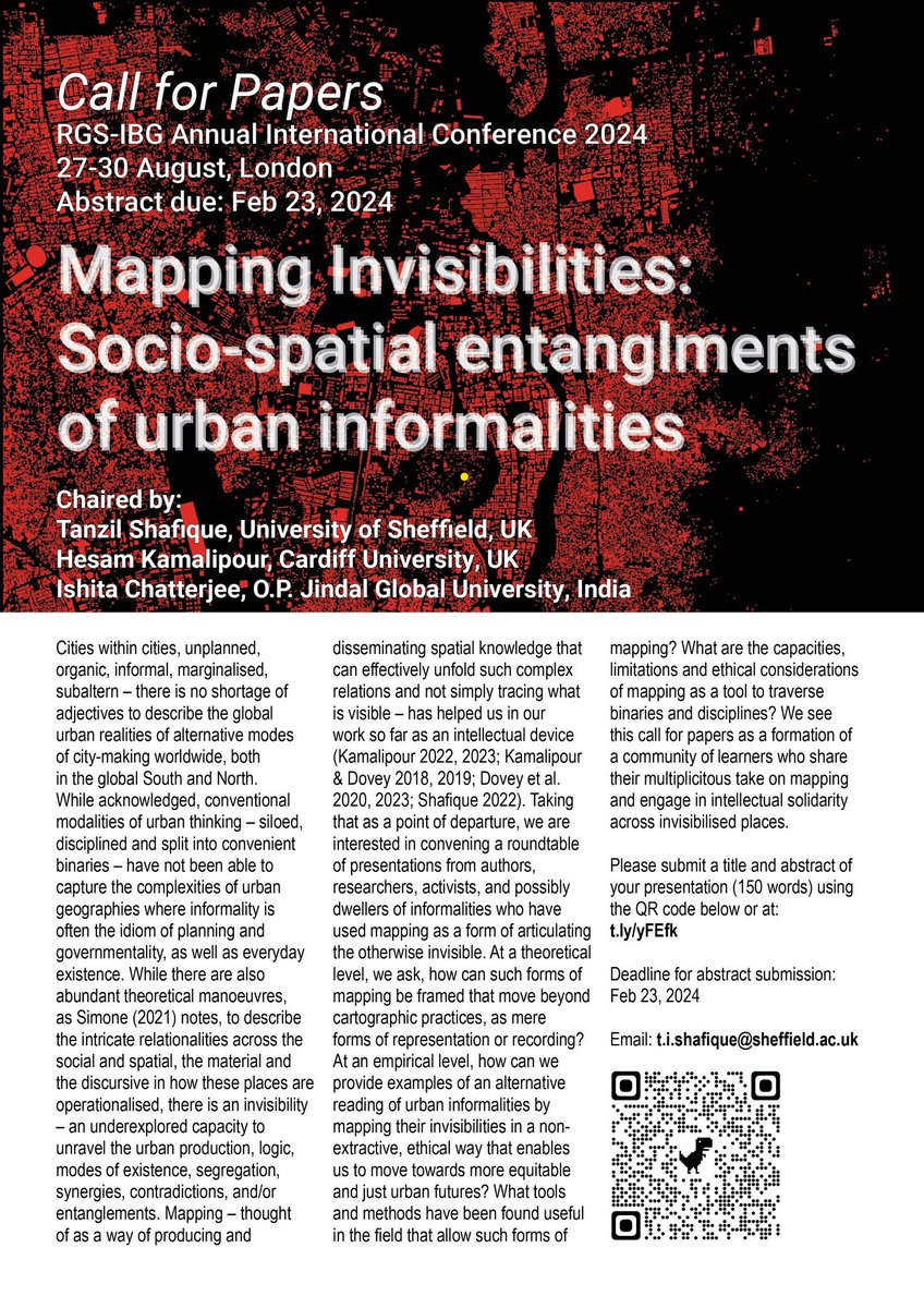 The Urban Institute (@urban_inst) on Twitter photo CfP for this great session on Mapping Invisibilities: Socio-spatial entanglements of urban informalities at the upcoming RGS-IBG conference. Co-organised by our <a href="/TanzilShafique/">Tanzil Shafique</a>. Submission deadline: 23rd Feb! CfP for this great session on Mapping Invisibilities: Socio-spatial entanglements of urban informalities at the upcoming RGS-IBG conference. Co-organised by our <a href="/TanzilShafique/">Tanzil Shafique</a>. Submission deadline: 23rd Feb!