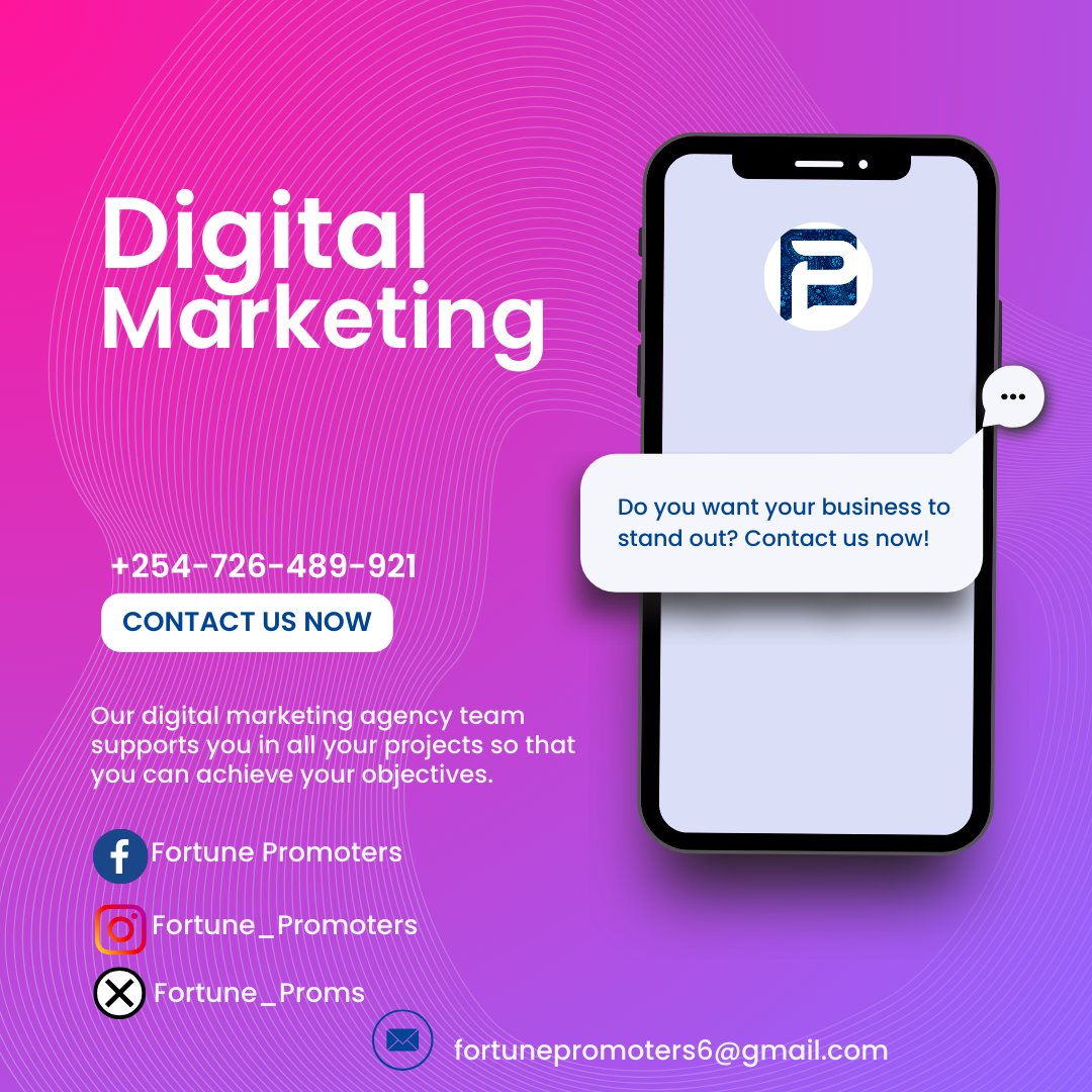 🌐 Contact Fortune Promoters today and let's transform your digital presence! 📧📲
#FortunePromoters #DigitalMarketing #StandOutOnline #BusinessBoost #SocialMediaMagic #InnovateWithUs #DigitalSuccess #ElevateYourBrand 🚀🌟
