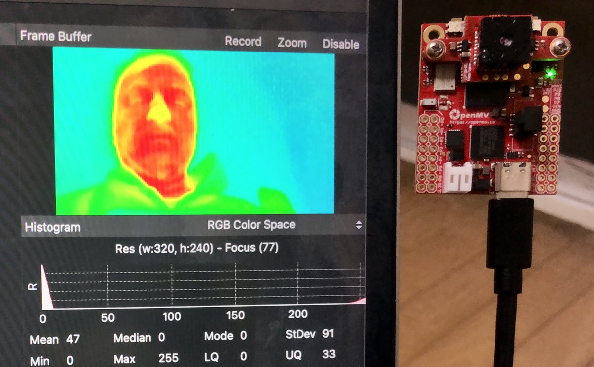 I am impressed by how well the @flir Lepton functions with the @openmvcam RT1062 right out of the box. #thermalvision