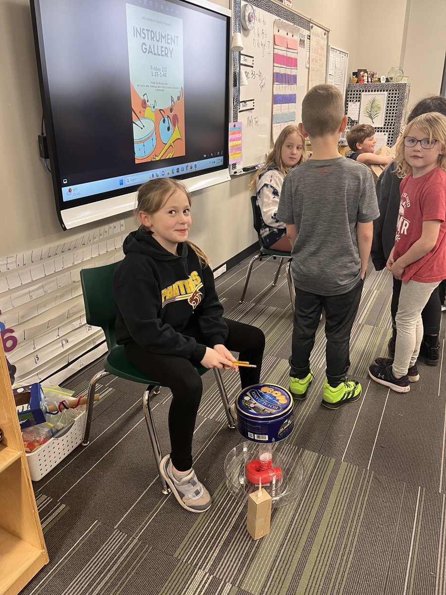ElementaryPI's tweet photo. On Friday afternoon third grade students displayed their instruments they made as part of their most recent ELA unit on Light and Sound. https://t.co/UQVKJyLclm
