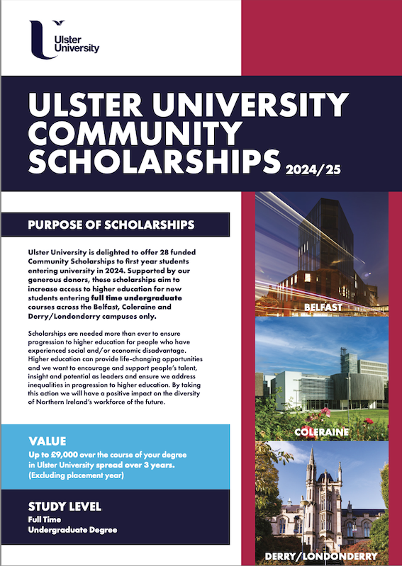 UlsterFlexEd's tweet photo. #SchoolPartnerships-@UlsterUni Community Scholarships are now open for full time undergraduate students starting September 2024. Use link to review criteria &amp; access application form #ProudofUU
https://t.co/xINKRV0My8 https://t.co/DfXguHNtc0
