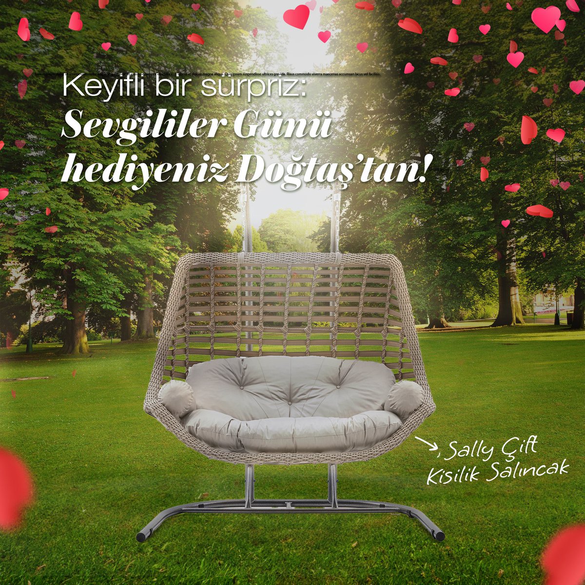Dogtas's tweet photo. Sevgililer Günü'nde siz ve sevdiğiniz için hediyeniz Doğtaş'tan! ❤️ 🎁

Bahçenizde keyifli vakit geçirebileceğiniz Sally Çift Kişilik Salıncağı kazanmak için;
👉 Gönderiyi beğenmeniz ve kaydetmeniz,
👉 @dogtas hesabımızı takip etmeniz, https://t.co/q6I5wGwEFj
