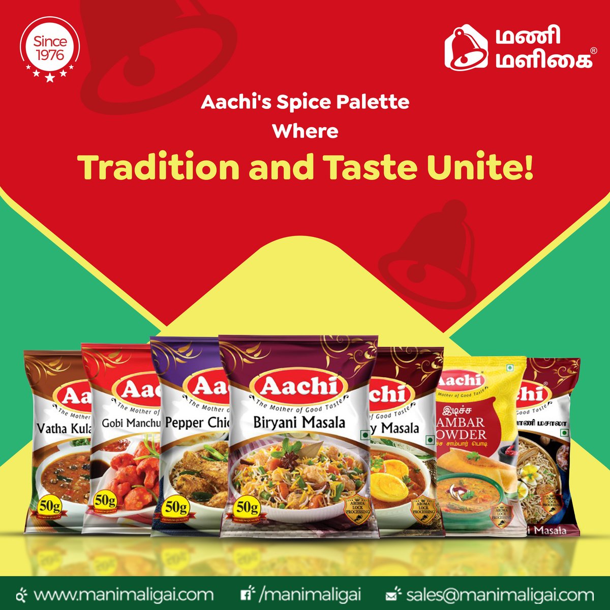 Bring home the essence of Aachi masala!🌟Spice up your life with quality flavors,  available at Mani Maligai Supermarket.🛍️

📞99924 99924
linkto.contact/MM-WA
manimaligai.com

#Manimaligai #Pollachi #Groceryshop #Supermarket  #AachiFlavors #AachiProducts #MasalaItems