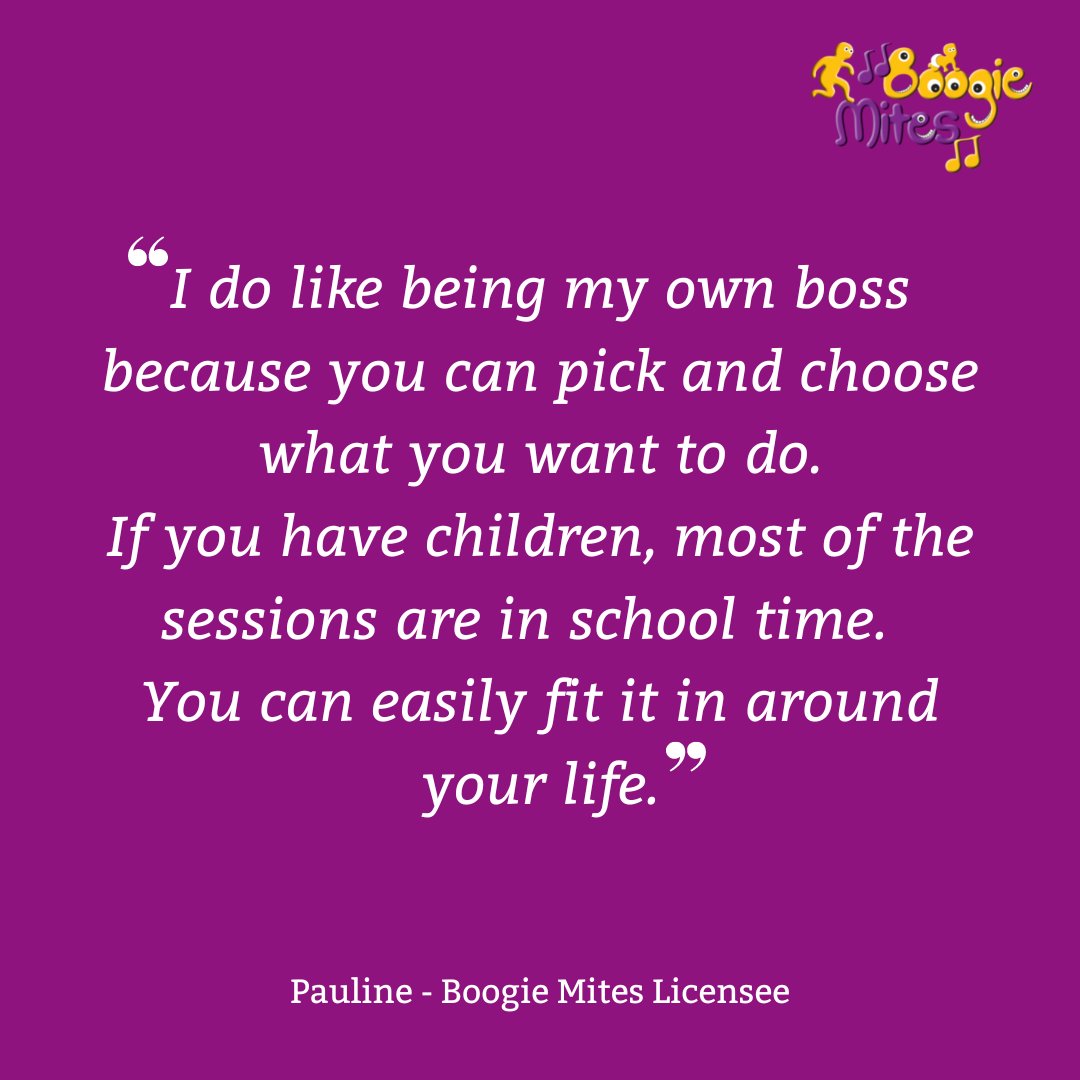 Do you have a passion for working with children and creating   joyful experiences? Own a meaningful and profitable Boogie Mites license with   one of the UK’s leading music enrichment operators.

Download the FREE Boogie Mites Licensee Guide:
boogiemites.co.uk/run-your-own-e…