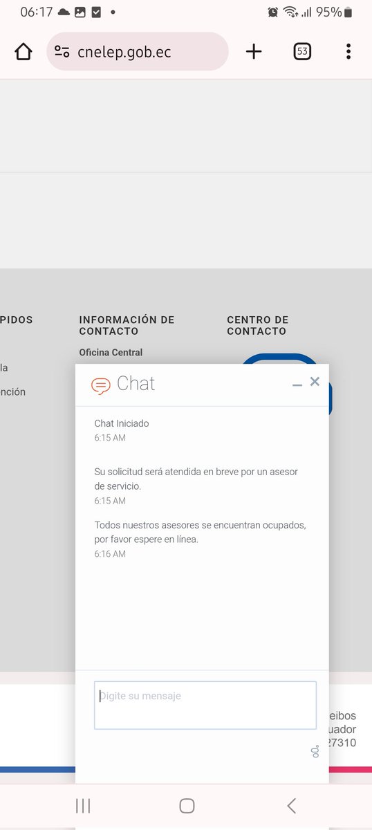 PerlaDennys's tweet photo. @CNEL_EP @servicioscnelep En el chat en línea no atienden solo nos envía un mensaje que los operadores están ocupados. https://t.co/QzxTvYzbmf