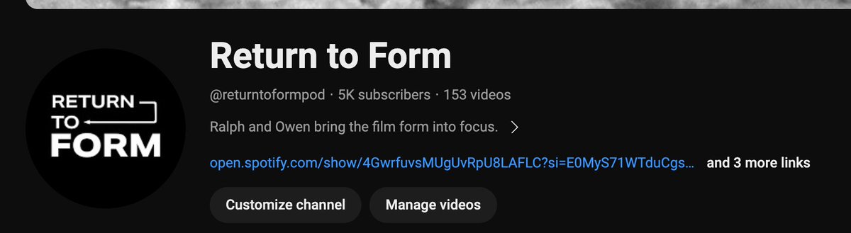 quite mad that we've hit 5k subscribers on our <a href="/returntoformpod/">Return to Form</a> youtube channel –– it's a great way to hear long-form discussions on new releases and deep-dives on the kino archive (w/ a big Larry Gottheim special and 'what's wrong with British cinema' episode in the works)