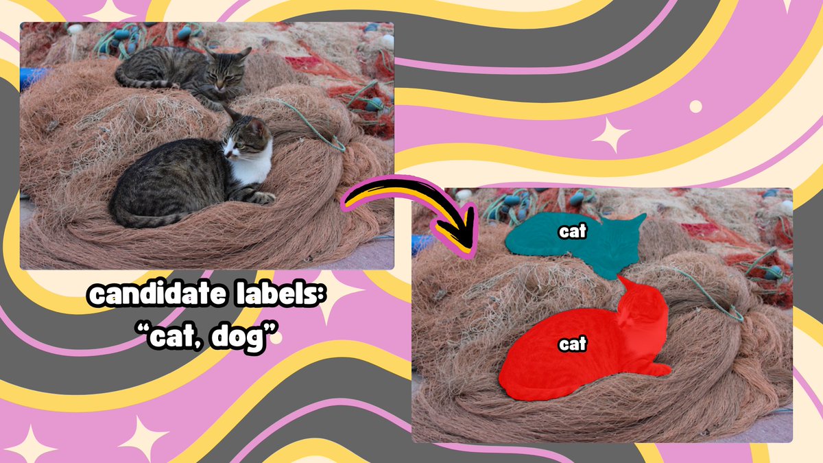 State-of-the-art open-vocabulary segmentation 🚀  

I have married Segment Anything with OWLv2 to make SAM text promptable, try it here 👉  huggingface.co/spaces/merve/O…  

made with 💗 using <a href="/huggingface/">Hugging Face</a> transformers 🤗