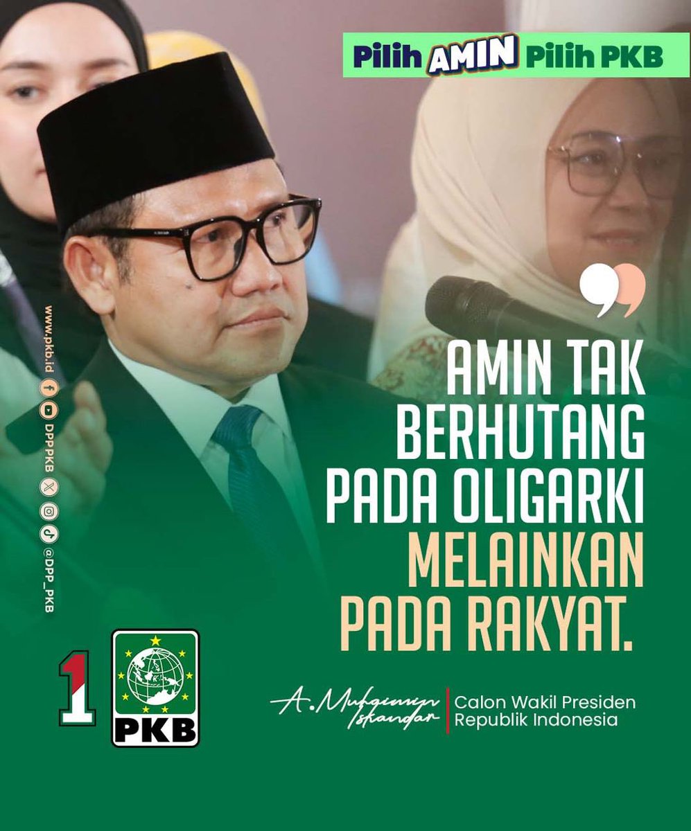 AMIN hanya berhutang pada Rakyat. 

#AMINAjaDulu
#PilihAMINPilihPKB