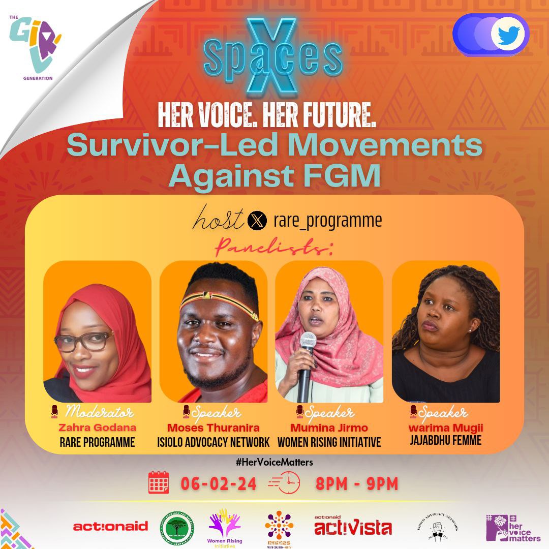 Elevate your voice! On the International Day of Zero Tolerance for FGM, don't miss our Twitter Space - 'Her Voice. Her Future.'

Let's break the silence, explore survivor-led movements, and champion change together. Join us! 

#HerVoiceMatters #ZeroTolerance #1Vision3Zeros