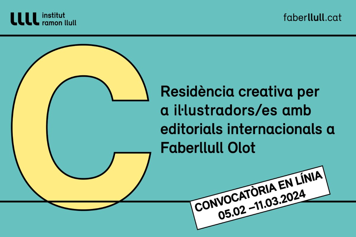 IRLlull's tweet photo. 🔴CONVOCATÒRIA🔴

Residència creativa a @faberllull Olot:
Estada per a il·lustradors/es amb editorials internacionals (octubre 2024)

📅 Presentació de candidatures: del 5.02 a l'11.03.2024

📄 Més informació👇
https://t.co/e8RFObpVSe https://t.co/Jpthpj7WQJ