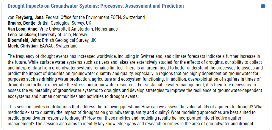 Bentje Brauns (@bentjebrauns) on Twitter photo To all those interested in Groundwater Drought: Please consider submitting an abstract &/or joining us for our session at the IAH conference in Davos. Submission deadling is 29 Feb
iah2024davos.org/parallel/
#IAH2024Davos <a href="/BGSGroundwater/">BGSGroundwater</a> To all those interested in Groundwater Drought: Please consider submitting an abstract &/or joining us for our session at the IAH conference in Davos. Submission deadling is 29 Feb
iah2024davos.org/parallel/
#IAH2024Davos <a href="/BGSGroundwater/">BGSGroundwater</a>