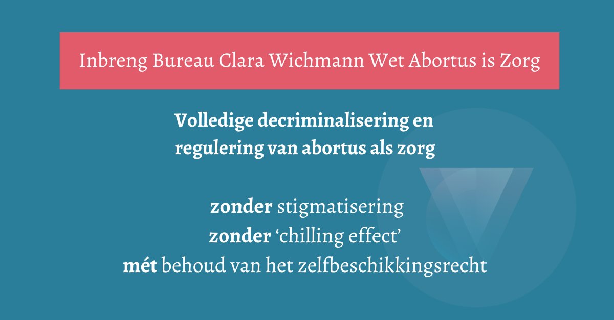 ➡️ Inbreng Wet Abortus is Zorg Hoewel het wetsvoorstel om #abortusuithetstrafrecht te halen een stap in de goede richting is, pleit Bureau Clara Wichmann voor volledige decriminalisering en regulering van #abortusalszorg. Lees de volledige inbreng: internetconsultatie.nl/wetabortusiszo…