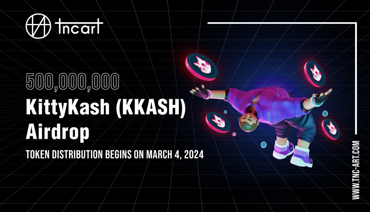 TNCartteam's tweet photo. 😼 Hold your AuroraCat #NFTs to earn your #KittyKash!
😻 Secure your spot for the 500 million $KKASH airdrop.
📈 Airdrop allocation: 500 million KittyKash ($KKASH).
✅ Eligibility criteria: Any wallet* with #AuroraCat NFT on or before the snapshot date. The snapshots will be taken anytime between March 1 and March 4, 2024. We will announce the time of the snapshot, when it happens.
💰 Token distribution: Starting on March 4, 2024.
*Both new and existing users who have Aurora Cat NFTs in their wallets are eligible.
🔗 To receive your #airdrop, migrate your Aurora Cat NFTs from Stream Chain to #BNB Smart Chain on the #AngryMonky Marketplace.
👉 See the AngryMonky Learning Center to learn how to migrate your NFTs: https://t.co/6P8xP21zSI
#TNCArt #KKASH #AirdropCrypto #NFTMarketplace #NFTCollection #NFTCommmunity #Web3 #cryptocurrencies #CryptoGems