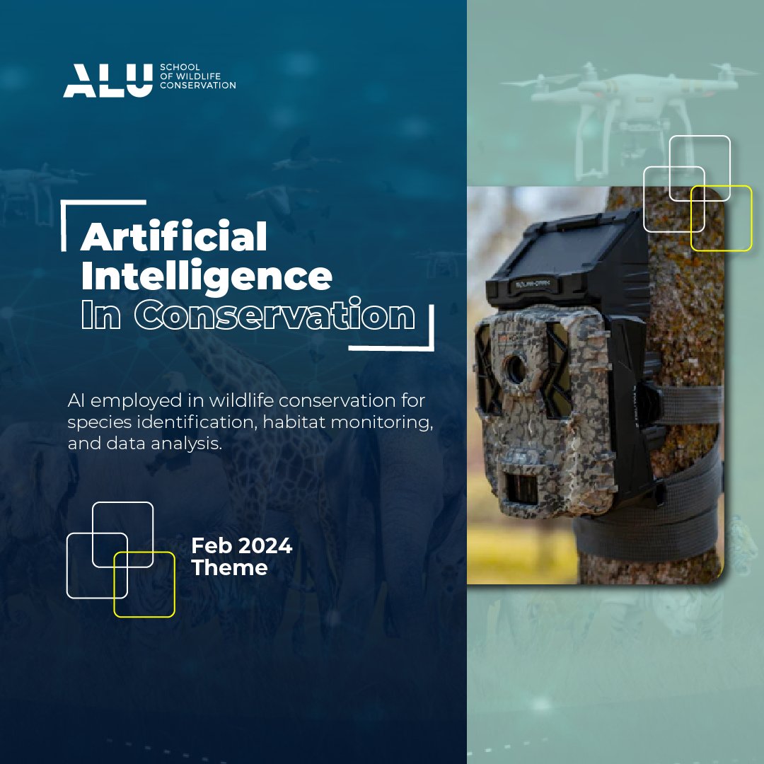 aluconservation's tweet photo. The theme of the month: 'Artificial Intelligence in Conservation.' Join us as we embark on a journey into the future of conservation, where cutting-edge Technology Meets Wildlife Conservation.
#NewMonthNewTheme #AIinConservation #WildlifeInnovation #NatureMeetsTech https://t.co/2JVWgvd8WS
