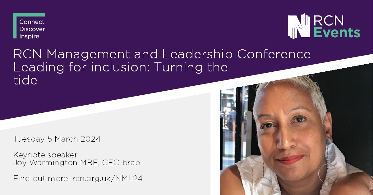 Sally Faley (@sallyfaley) on Twitter photo Secure your spot for the <a href="/RCNMandLForum/">RCN Nurses in Management and Leadership Forum</a> Conference. Hear from renowned equalities practitioner, <a href="/JWmusesthis/">Joy Warmington</a> who has been at the forefront of designing innovative anti-racism programmes for the health sector. <a href="/braphumanrights/">brap</a>. Visit rcn.org.uk/NML24
#nurseleadership Secure your spot for the <a href="/RCNMandLForum/">RCN Nurses in Management and Leadership Forum</a> Conference. Hear from renowned equalities practitioner, <a href="/JWmusesthis/">Joy Warmington</a> who has been at the forefront of designing innovative anti-racism programmes for the health sector. <a href="/braphumanrights/">brap</a>. Visit rcn.org.uk/NML24
#nurseleadership