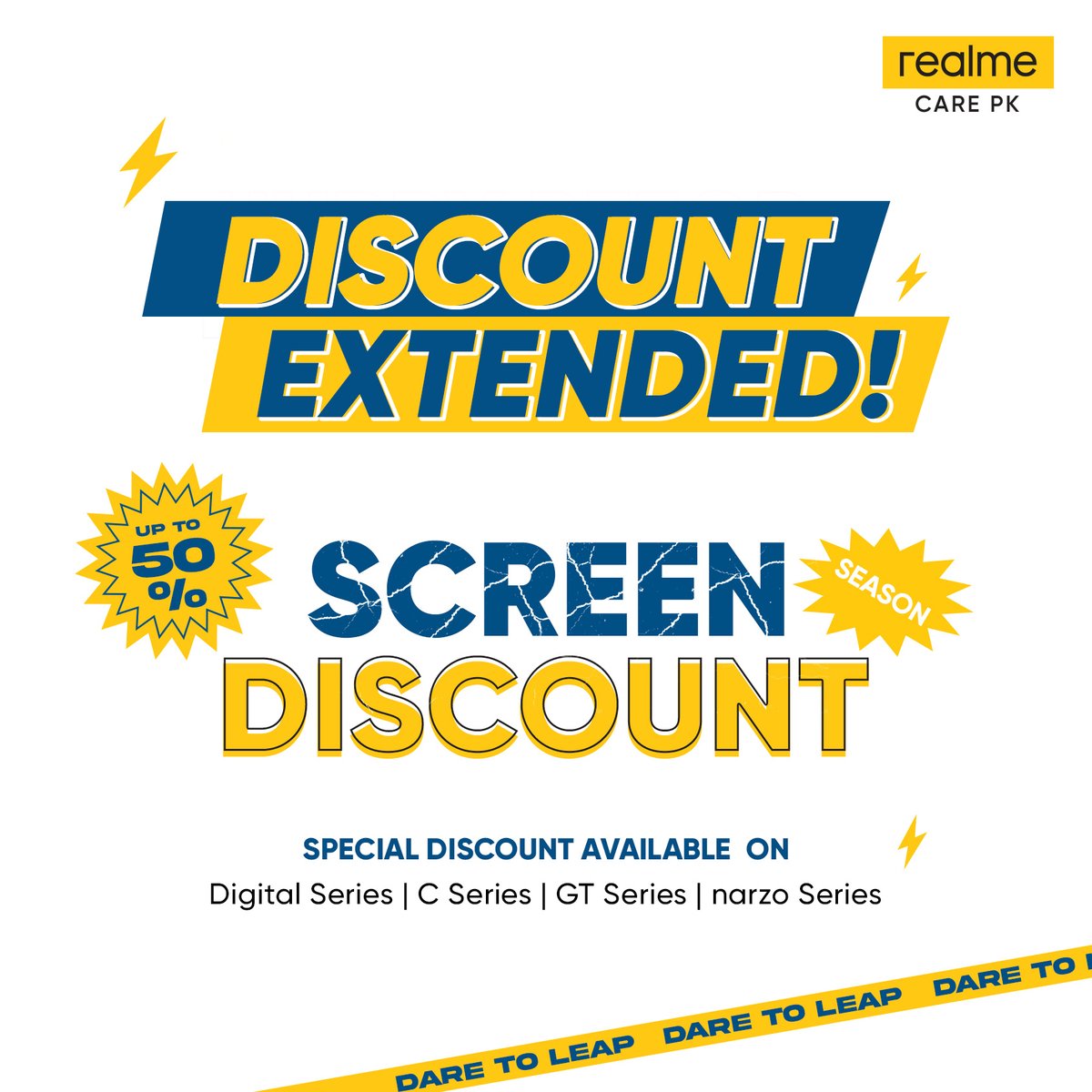 pk_realme's tweet image. Great News for realme Customers! Discount Extended! 

Now, you have more time to save big on screen repairs at our service center. Hurry and visit our service center before the offer ends. 

#realme #DiscountOffer #screenrepair #limitedtimeoffer
