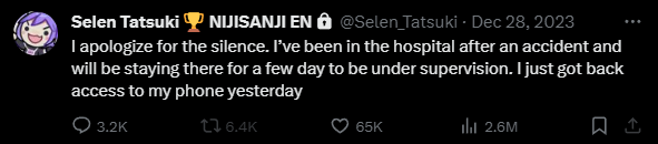 LookAtMyMeat1's tweet photo. I just realized that Nijisanji knew what happened to Selen but still possibly wrote on her account like nothing was wrong https://t.co/FvPbbhNUCm