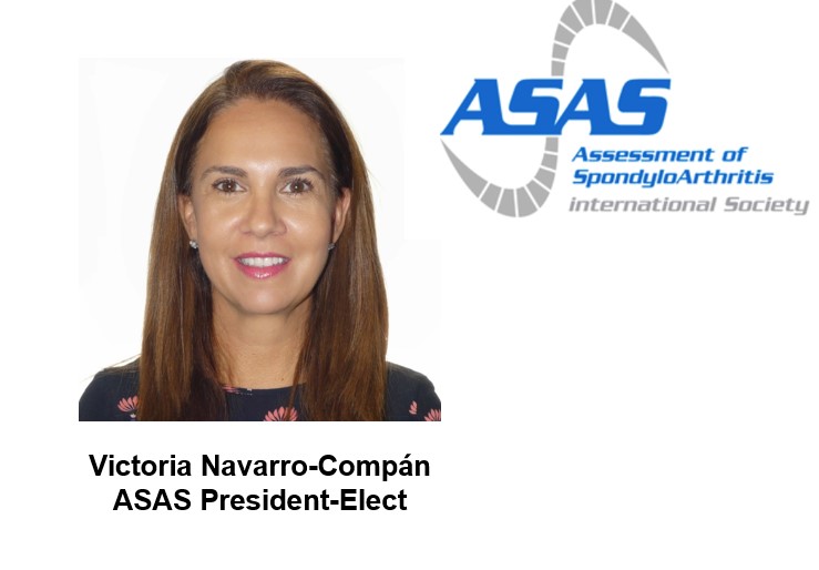 News from the ASAS annual meeting held in Barcelona: Victoria Navarro Compán was announced as the ASAS President-Elect, assuming duties from Xenofon Baraliakos at the end of his term (2025).