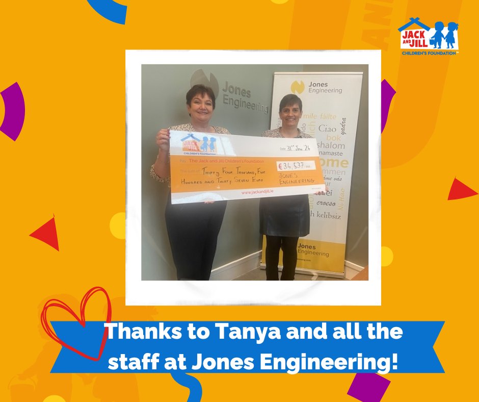 The Jack and Jill Children's Foundation (@jackandjillcf) on Twitter photo 🌟 The wonderful staff of <a href="/JonesEngHQ/">Jones Engineering</a> have been fundraising to help support Jack and Jill families.
Thank you so much for raising these vital funds which will help provide 1,918 hours of at home care to the 400 children relying on Jack and Jill support all across Ireland🧡 🌟 The wonderful staff of <a href="/JonesEngHQ/">Jones Engineering</a> have been fundraising to help support Jack and Jill families.
Thank you so much for raising these vital funds which will help provide 1,918 hours of at home care to the 400 children relying on Jack and Jill support all across Ireland🧡